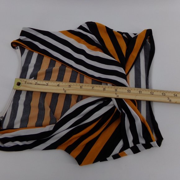 kimcine curve Women's Crop top stripe with a twist size SM orange and black - Picture 9 of 9